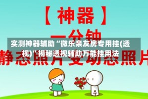 实测神器辅助“微乐亲友房专用挂(透视)”揭秘透视辅助万能挂用法