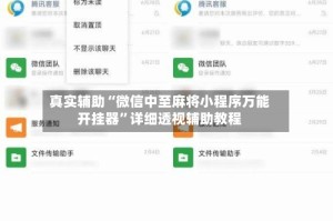真实辅助“微信中至麻将小程序万能开挂器”详细透视辅助教程