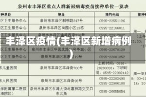 丰泽区疫情(丰泽区新增病例)