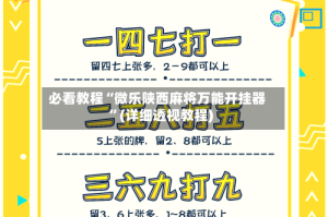 必看教程“微乐陕西麻将万能开挂器”(详细透视教程)