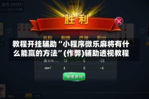 教程开挂辅助“小程序微乐麻将有什么能赢的方法”(作弊)辅助透视教程