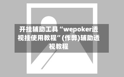 开挂辅助工具“wepoker透视挂使用教程	”(作弊)辅助透视教程-第1张图片