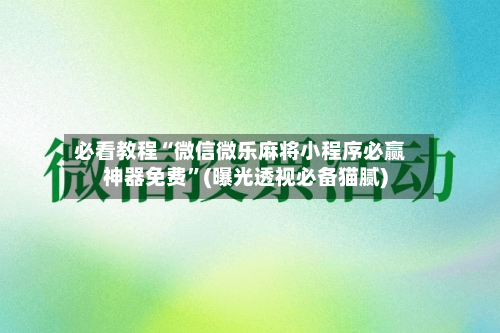 必看教程“微信微乐麻将小程序必赢神器免费”(曝光透视必备猫腻)-第3张图片