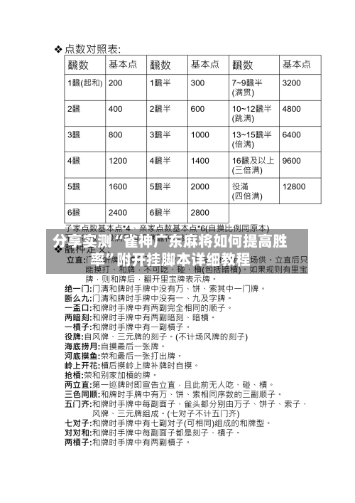 分享实测“雀神广东麻将如何提高胜率”附开挂脚本详细教程-第1张图片