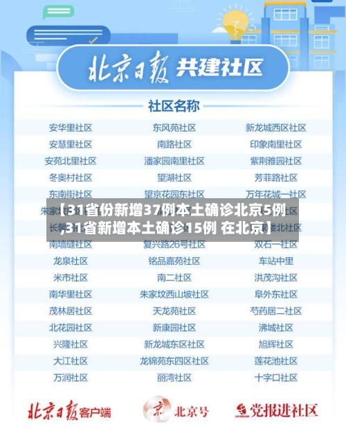 【31省份新增37例本土确诊北京5例,31省新增本土确诊15例 在北京】-第3张图片