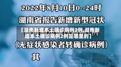 【湖南新增本土确诊病例2例,湖南新增本土确诊病例2例是哪里的】-第1张图片