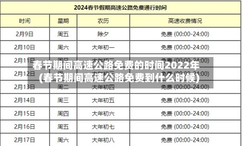 春节期间高速公路免费的时间2022年(春节期间高速公路免费到什么时候)-第1张图片
