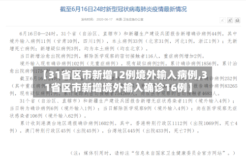 【31省区市新增12例境外输入病例,31省区市新增境外输入确诊16例】-第1张图片