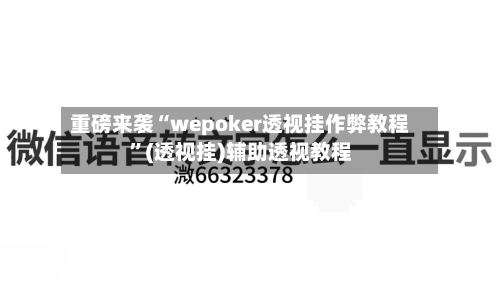 重磅来袭“wepoker透视挂作弊教程	”(透视挂)辅助透视教程-第1张图片