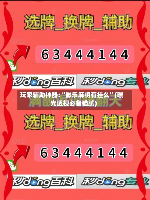 玩家辅助神器:“微乐麻将有挂么	”(曝光透视必备猫腻)-第1张图片