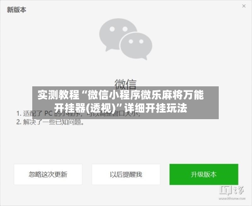 实测教程“微信小程序微乐麻将万能开挂器(透视)”详细开挂玩法-第1张图片
