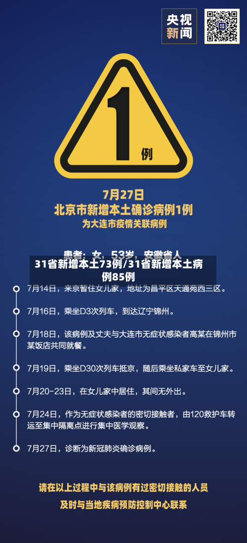 31省新增本土73例/31省新增本土病例85例-第1张图片