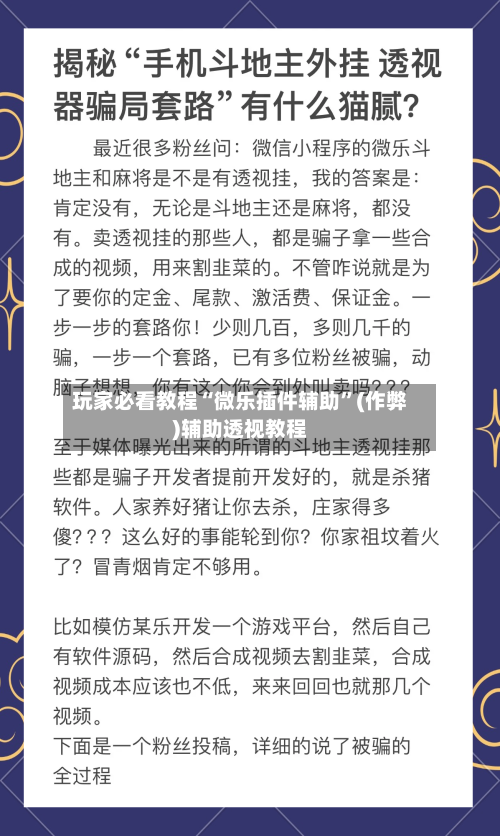 玩家必看教程“微乐插件辅助”(作弊)辅助透视教程-第1张图片