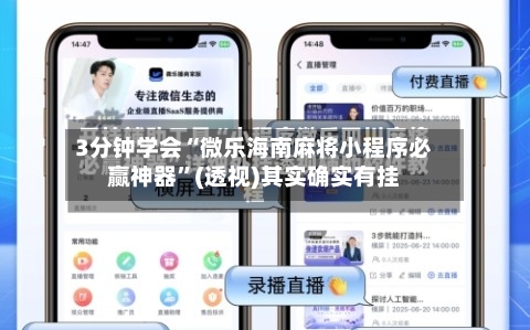 3分钟学会“微乐海南麻将小程序必赢神器”(透视)其实确实有挂-第1张图片