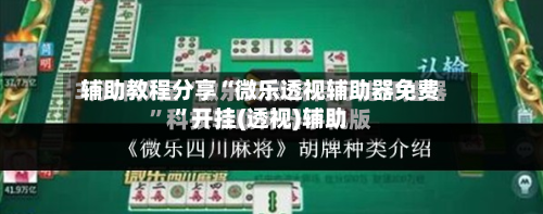 辅助教程分享“微乐透视辅助器免费”开挂(透视)辅助-第1张图片