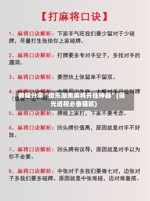 教程分享“微乐湖南麻将开挂神器”(曝光透视必备猫腻)-第1张图片