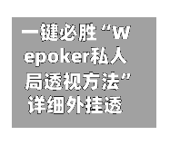 一键必胜“Wepoker私人局透视方法	”详细外挂透视辅助软件教程-第1张图片