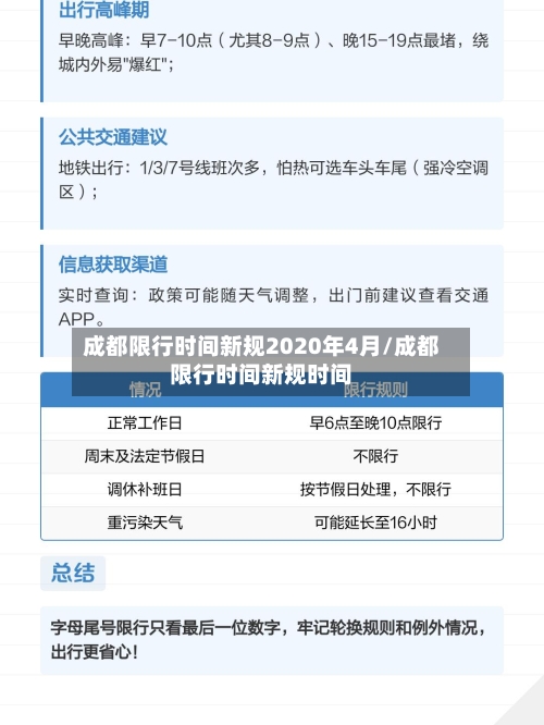 成都限行时间新规2020年4月/成都限行时间新规时间-第1张图片