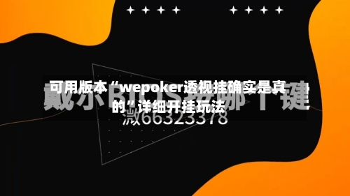 可用版本“wepoker透视挂确实是真的”详细开挂玩法-第1张图片