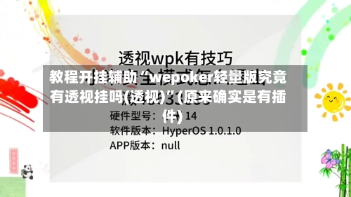 教程开挂辅助“wepoker轻量版究竟有透视挂吗(透视)”(原来确实是有插件)-第1张图片