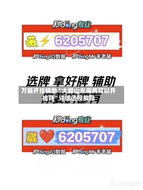 万能开挂辅助“大眼山东麻将可以开挂吗”详细透视教程-第1张图片