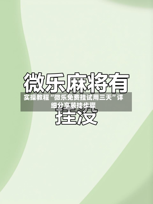 实操教程“微乐免费挂试用三天	”详细分享装挂步骤-第1张图片