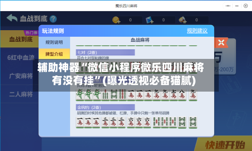 辅助神器“微信小程序微乐四川麻将有没有挂”(曝光透视必备猫腻)-第1张图片