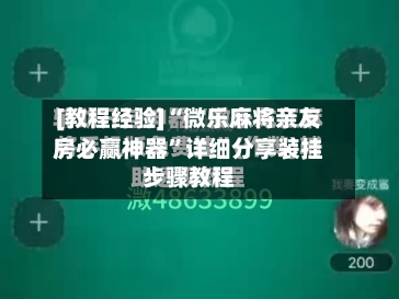 [教程经验]“微乐麻将亲友房必赢神器	”详细分享装挂步骤教程-第1张图片